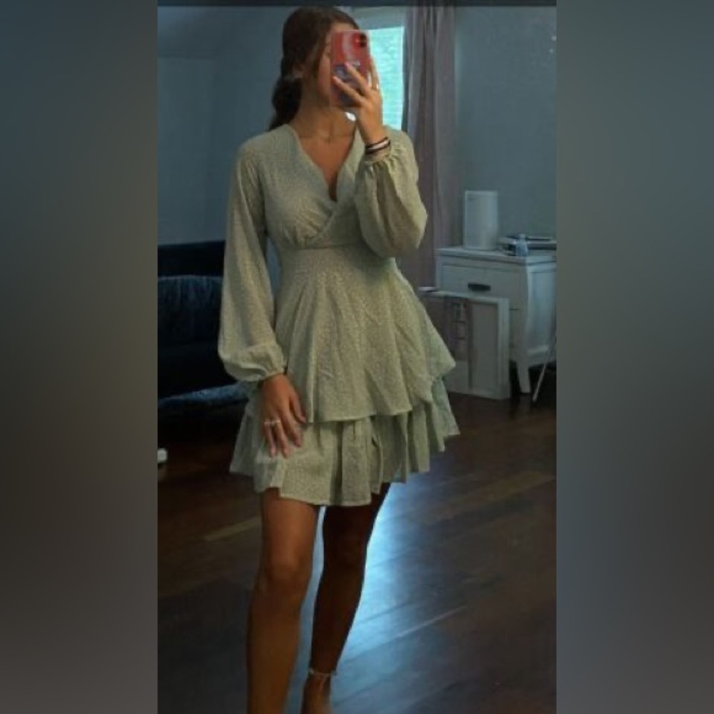 Japna polka dot long sleeve mini dress